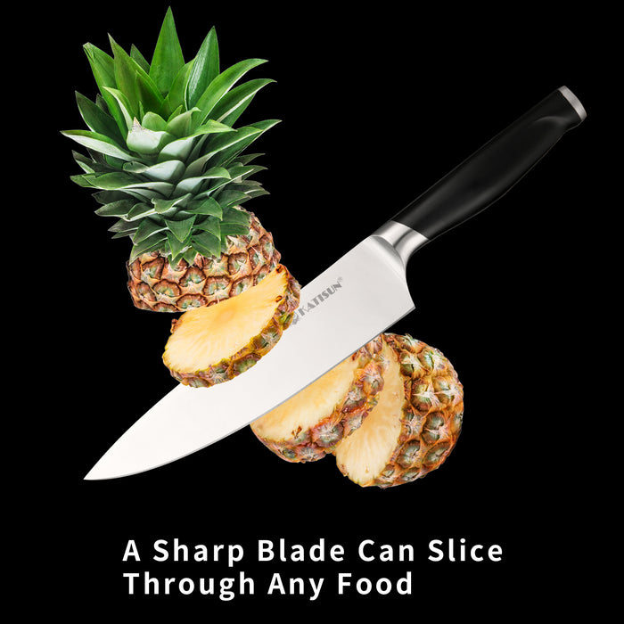 15-Piece Kitchen Knife Set with Black Block, ABS Ergonomic Handle for Chef Knife Set and Serrated Steak Knives Knife Sharpener and Kitchen Shears, Dishwasher Safe