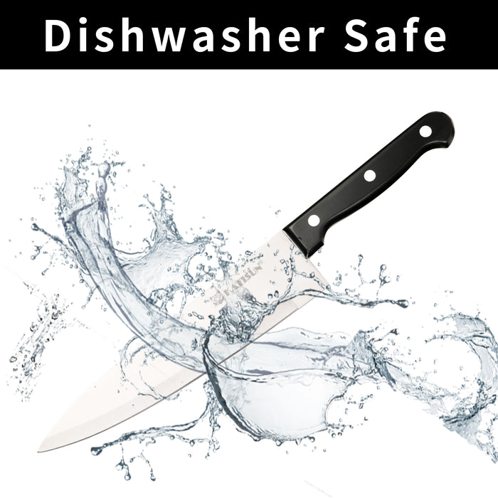 19-Piece German Steel Knife Set with Black Block,Dishwasher Safe, Anti-Slip Handle