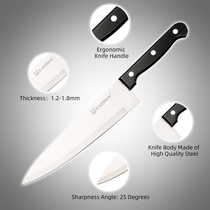 19-Piece German Steel Knife Set with Black Block,Dishwasher Safe, Anti-Slip Handle