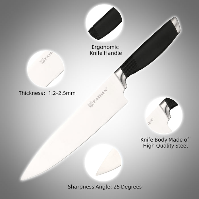 15-Piece German Steel Knife Set with Ergonomic Handle Knife Block set,Dishwasher Safe with Built-in Sharpener