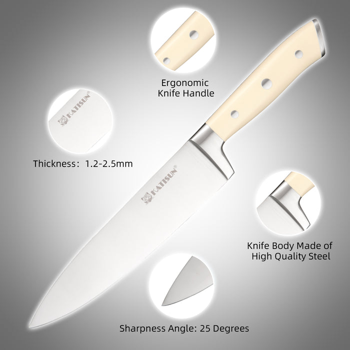 16 Piece German Stainless Steel Knife Set With Block, ABS Ergonomic Handle Chef Knives