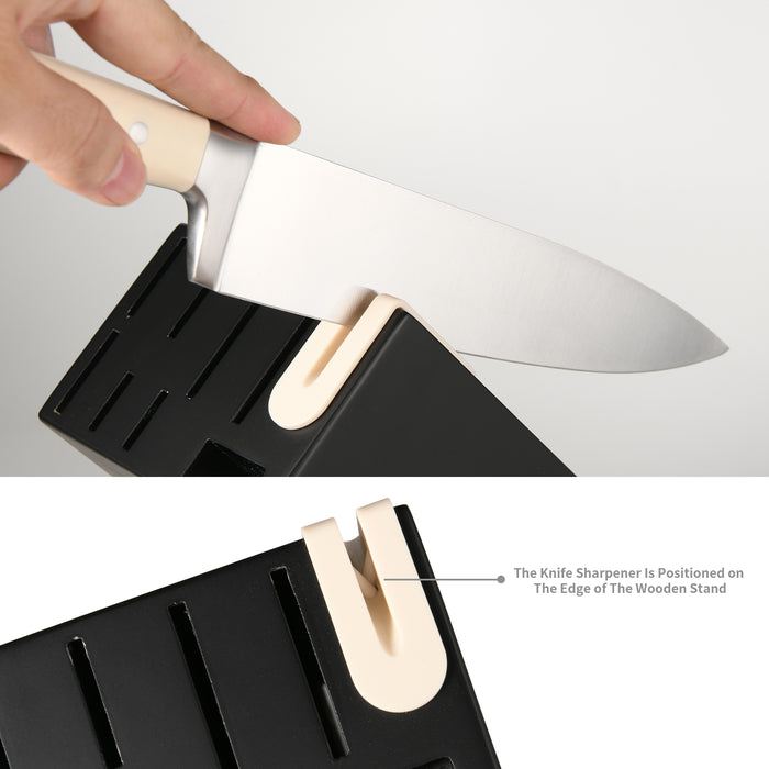 16 Piece German Stainless Steel Knife Set With Block, ABS Ergonomic Handle Chef Knives