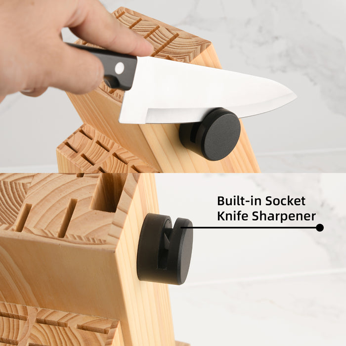 19-Piece German Steel Knife Set with Black Block,Dishwasher Safe, Anti-Slip Handle