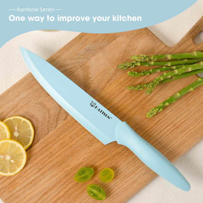 14 Piece Blue Coding Stainless Steel Knives Set, Anti-Rust and Dishwasher Safe, with Kitchen Shears and Block