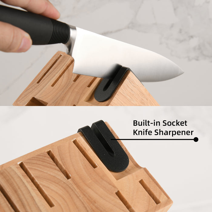 15-Piece German Steel Knife Set with Ergonomic Handle Knife Block set,Dishwasher Safe with Built-in Sharpener