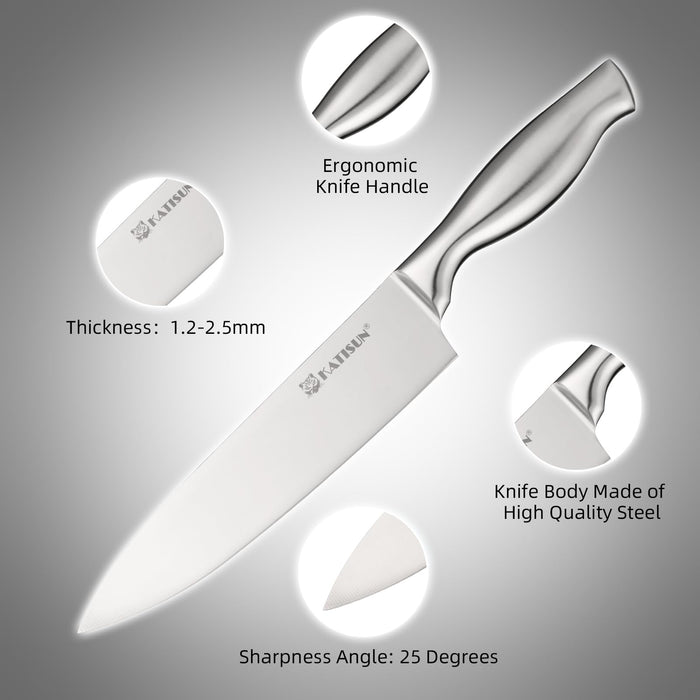 15 Pieces Knife Set with Gray Block, Knives Set for Kitchen, Silver Hollow Ergonomic Handle for Chef Knife Set, Kitchen Shears
