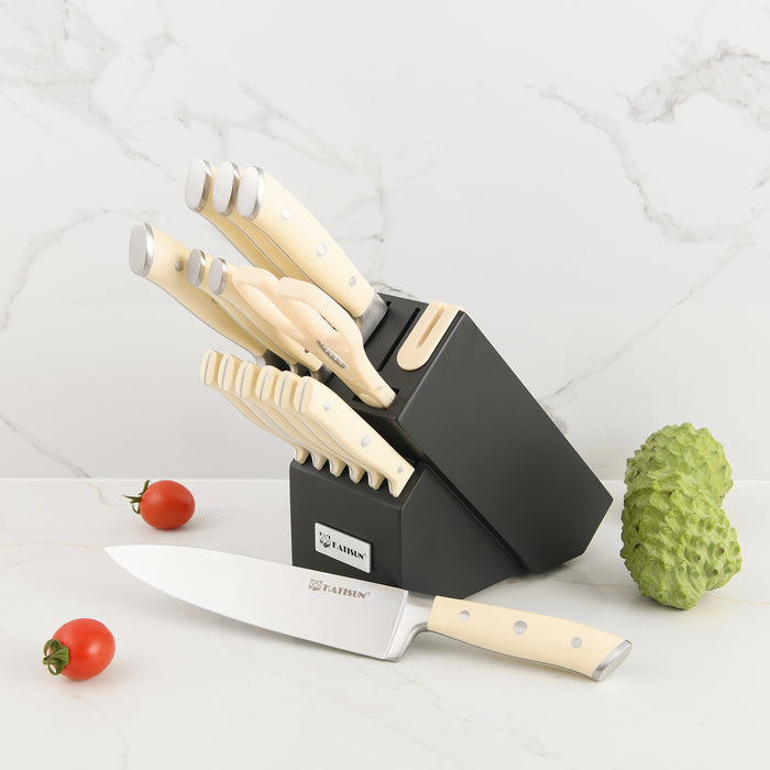 16 Piece German Stainless Steel Knife Set With Block, ABS Ergonomic Handle Chef Knives